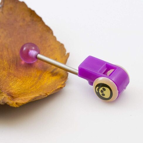 BodyJewelryOnline Tongue Barbell with Colorful Acrylic Whistle and Skull Design 14g in Saudi Arabia