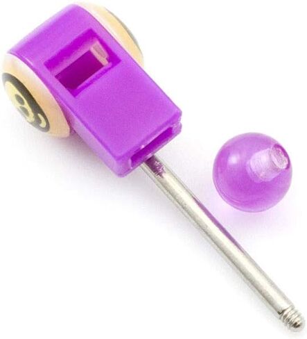 BodyJewelryOnline Tongue Barbell with Colorful Acrylic Whistle and Skull Design 14g in Saudi Arabia