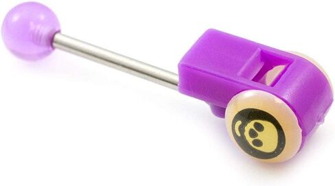 BodyJewelryOnline Tongue Barbell with Colorful Acrylic Whistle and Skull Design 14g in Saudi Arabia