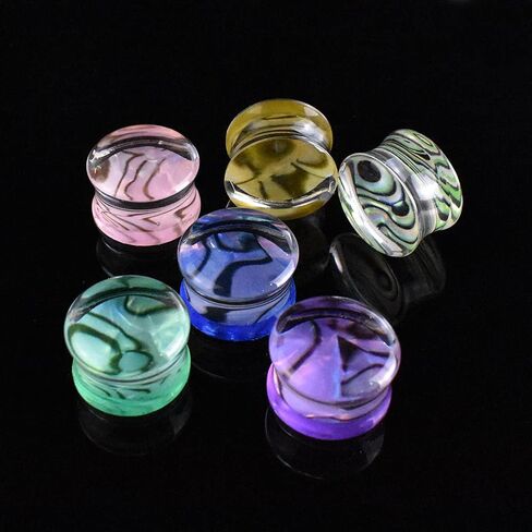 Jboyanpei 12Pcs/6pair Multicolor Shell Pattern Acrylic Ear Gauges Tunnels and Plug Ear Stretching Kit Expander Ear Piercing Jewelry Size 6mm to 30mm in Kuwait