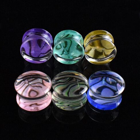 Jboyanpei 12Pcs/6pair Multicolor Shell Pattern Acrylic Ear Gauges Tunnels and Plug Ear Stretching Kit Expander Ear Piercing Jewelry Size 6mm to 30mm in Kuwait