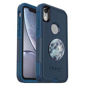 Bundle: OtterBox Commuter Series Case for SERIES Case for iPhone XR - (BLACK) + PopSockets PopGrip - (DOVE WHITE MARBLE) in Saudi Arabia