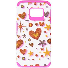 MyBat Carrying Case for Samsung Galaxy S6 Edge - Retail Packaging - Heart Graffiti(White)/Hot Pink