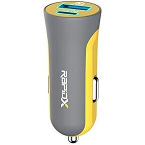 RapidX X2PD 30W USB-C PD Compact & Fast Dual Car Charger iPhone 14/13 / 12/11 / X / 8, Samsung Galaxy S22 S21 S20 S10 Note - Blue