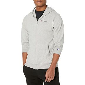 Champion Men's Middleweight Jersey Full Zip Hoodie, Left Chest Script in Kuwait
