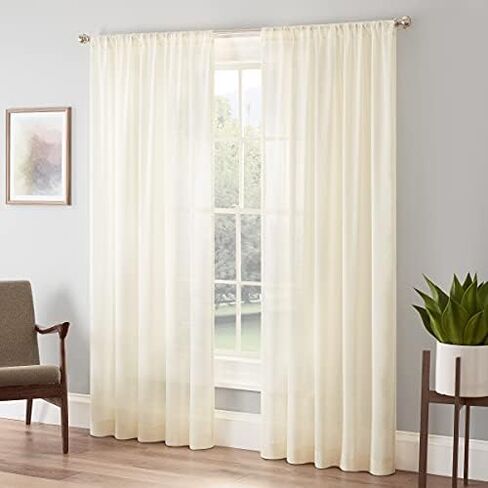 Eclipse Chelsea Modern Sheer Voile Light Filtering Rod Pocket Window Curtains for Bedroom or Living Room (Single Panel) in Saudi Arabia