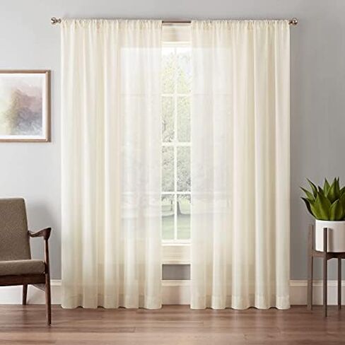 Eclipse Chelsea Modern Sheer Voile Light Filtering Rod Pocket Window Curtains for Bedroom or Living Room (Single Panel) in Saudi Arabia