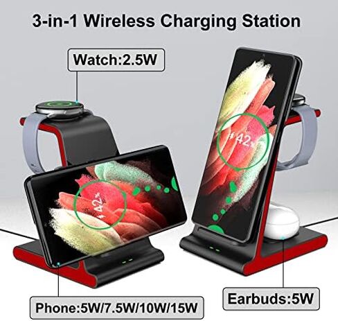 Wireless Charger for Samsung S25 Ultra, Charging Station for Galaxy S25/S25 Edge/S24 Ultra/S24+/S24/S23/Note 20/Z Flip 7/Fold 7, for Galaxy Watch 8/8 Classic/Ultra/7/6, Galaxy Buds 2 Pro (No Adapter) in Kuwait