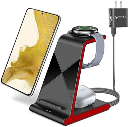 Wireless Charger for Samsung S25 Ultra, Charging Station for Galaxy S25/S25 Edge/S24 Ultra/S24+/S24/S23/Note 20/Z Flip 7/Fold 7, for Galaxy Watch 8/8 Classic/Ultra/7/6, Galaxy Buds 2 Pro (No Adapter) in Kuwait