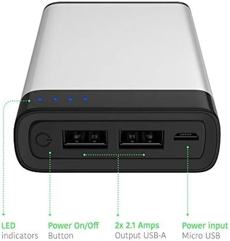 TALK WORKS Portable Charger Power Bank Compatible w/ iPhone 13/Pro/Pro Max, 14/Plus/Pro/Pro Max, 12, 11, XR, XS, X, 8, 7, 6, SE, iPad, Android, Samsung - External Cell Phone Backup Supply (Silver) in Saudi Arabia