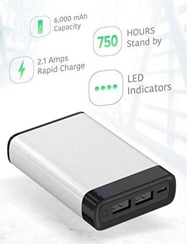 TALK WORKS Portable Charger Power Bank Compatible w/ iPhone 13/Pro/Pro Max, 14/Plus/Pro/Pro Max, 12, 11, XR, XS, X, 8, 7, 6, SE, iPad, Android, Samsung - External Cell Phone Backup Supply (Silver) in Saudi Arabia