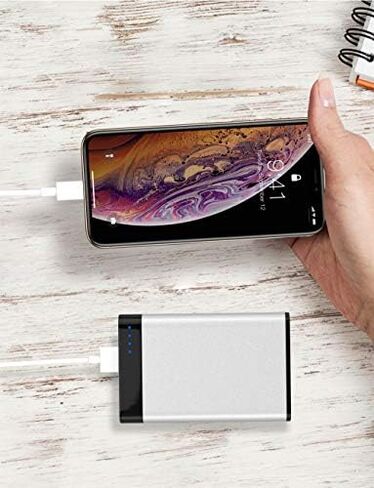 TALK WORKS Portable Charger Power Bank Compatible w/ iPhone 13/Pro/Pro Max, 14/Plus/Pro/Pro Max, 12, 11, XR, XS, X, 8, 7, 6, SE, iPad, Android, Samsung - External Cell Phone Backup Supply (Silver) in Saudi Arabia