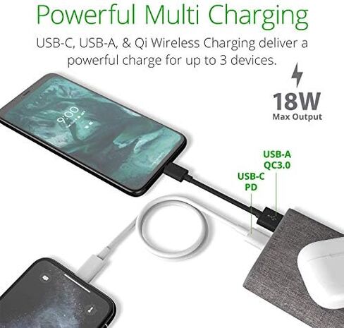 iOttie iON Wireless Go Power Bank Portable Charger | Qi Wireless Charging 10000mAH || Ash in Saudi Arabia
