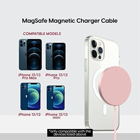 Talk Works متوافق مع شاحن MagSafe لأجهزة iPhone 12 و13 مع كابل USB-C بطول 6 أقدام متصل (بدون محول حائط) سلك شحن سريع مغناطيسي لهاتف Apple iPhone 13 و12 Pro/Max وحافظات Mini & Mag الآمنة in Saudi Arabia