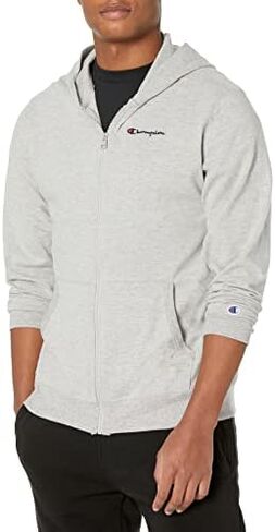 Champion Men's Middleweight Jersey Full Zip Hoodie, Left Chest Script in Kuwait