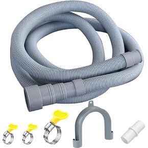 Fieaheily خرطوم تصريف للغسالة بطول 16.4 قدم مع مشبك، مجموعة خرطوم تمديد عالمية للغسالة والمجفف والخراطيم شديدة التحمل تناسب منافذ تصريف تصل إلى 1-1/2 بوصة، مناسبة لـ Whirlpool وLG وGE وSamsung in Kuwait