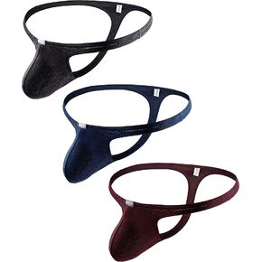IKINGSKY Men's Breathable Pouch Thong Underwear Sexy Low Rise Bulge T-back Panties for Men