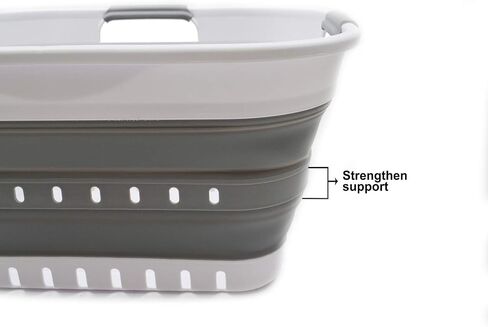 SAMMART 19L (5 gallon) Collapsible Super Mini 3 Handled Plastic Laundry Basket - Foldable Pop Up Storage Container/Organizer - Space Saving Hamper/Basket, (1, Grey/Black) in Saudi Arabia