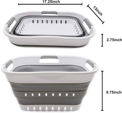SAMMART 19L (5 gallon) Collapsible Super Mini 3 Handled Plastic Laundry Basket - Foldable Pop Up Storage Container/Organizer - Space Saving Hamper/Basket, (1, Grey/Black) in Saudi Arabia