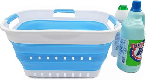 SAMMART 19L (5 gallon) Collapsible Super Mini 3 Handled Plastic Laundry Basket - Foldable Pop Up Storage Container/Organizer - Space Saving Hamper/Basket, (1, Grey/Black) in Saudi Arabia