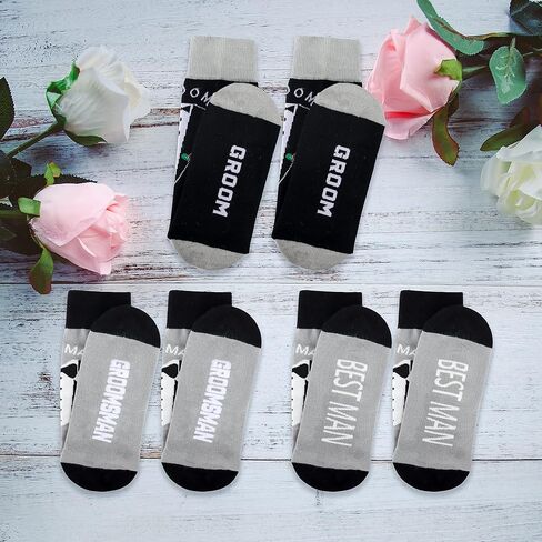 جوارب Moyel Groomsmen، جوارب العريس، جوارب أفضل للرجال، مجموعة هدايا لرفقاء العريس مكونة من 8 قطع in Kuwait