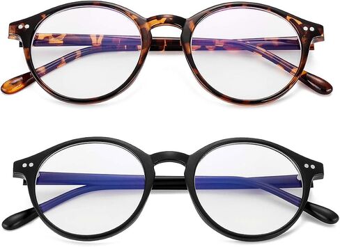 نظارات Gleyemor Blue Light للرجال والنساء، نظارات كمبيوتر بإطار دائري عتيق in Kuwait