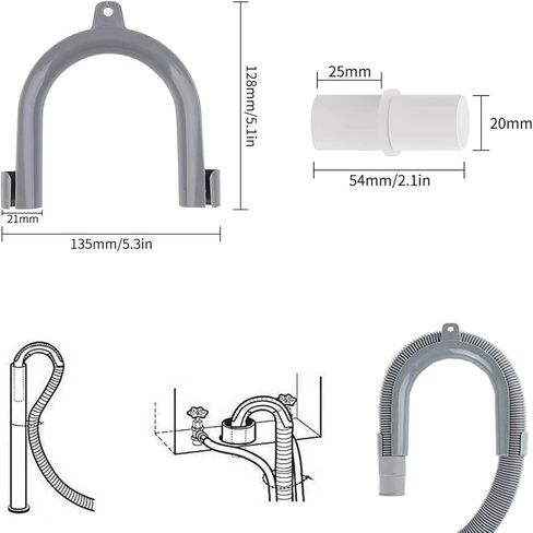 Fieaheily خرطوم تصريف للغسالة بطول 16.4 قدم مع مشبك، مجموعة خرطوم تمديد عالمية للغسالة والمجفف والخراطيم شديدة التحمل تناسب منافذ تصريف تصل إلى 1-1/2 بوصة، مناسبة لـ Whirlpool وLG وGE وSamsung in Kuwait