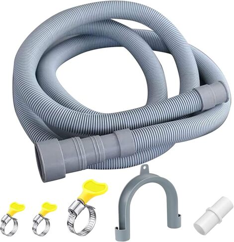 Fieaheily خرطوم تصريف للغسالة بطول 16.4 قدم مع مشبك، مجموعة خرطوم تمديد عالمية للغسالة والمجفف والخراطيم شديدة التحمل تناسب منافذ تصريف تصل إلى 1-1/2 بوصة، مناسبة لـ Whirlpool وLG وGE وSamsung in Kuwait