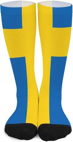 NOLYXICI Swedish Flag Athletic Sports Crew Socks for Men & Women, White, One Size in Saudi Arabia
