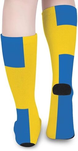 NOLYXICI Swedish Flag Athletic Sports Crew Socks for Men & Women, White, One Size in Saudi Arabia