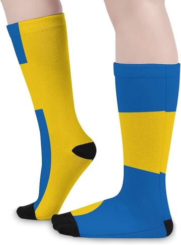 NOLYXICI Swedish Flag Athletic Sports Crew Socks for Men & Women, White, One Size in Saudi Arabia