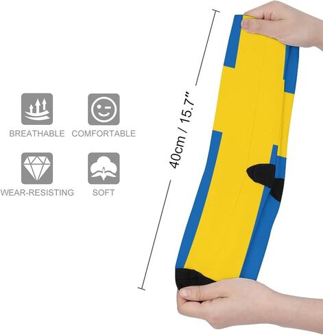 NOLYXICI Swedish Flag Athletic Sports Crew Socks for Men & Women, White, One Size in Saudi Arabia