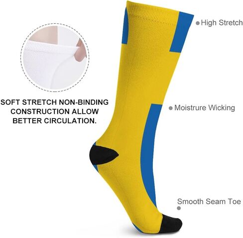 NOLYXICI Swedish Flag Athletic Sports Crew Socks for Men & Women, White, One Size in Saudi Arabia