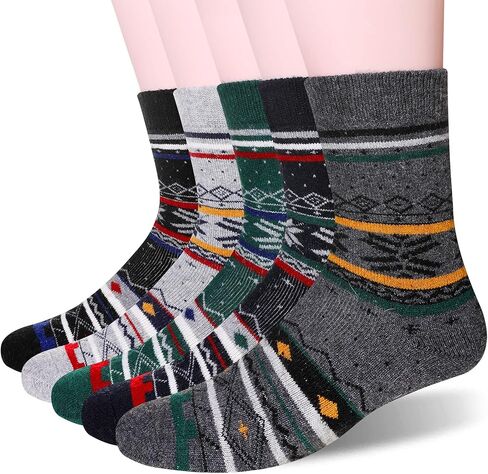 Men's Super Heavy Thick Wool Socks-Thermal Cozy Casual Socks for Men 5 Pair in Saudi Arabia