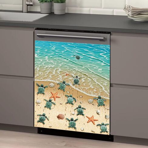 Ocean Turtle Sticker Dishwasher Magnet Sea Dishwasher Front Door Cover,Kitchen Decorative Beach Fridge Magnetic Refrigerator Panel Decal,Home Appliance Sticker Decor Art 23"x17" in Saudi Arabia