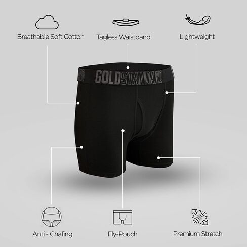 Gold Standard 4-Pack Men's Cotton Boxer Briefs - Men's Underwear with Premium Stretch & Breathable Soft Cotton in Saudi Arabia