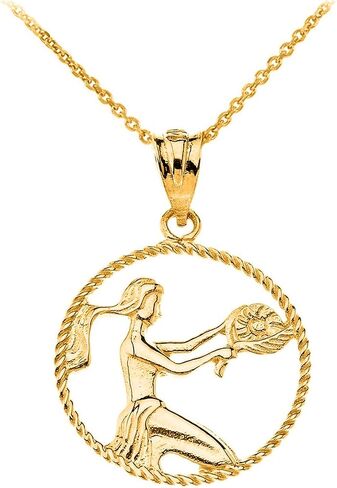 Astrology Jewelry 14k Gold Round Zodiac Sign Horoscope Constellation Rope-Style Pendant Necklace in Kuwait