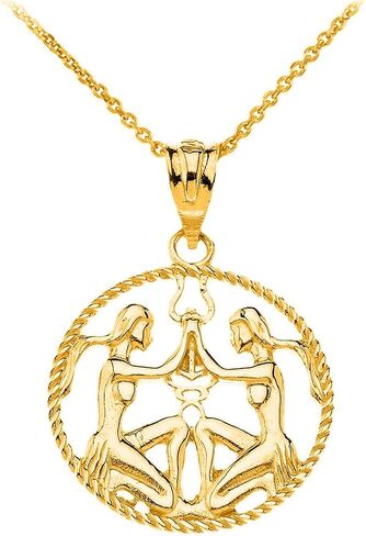 Astrology Jewelry 14k Gold Round Zodiac Sign Horoscope Constellation Rope-Style Pendant Necklace in Kuwait