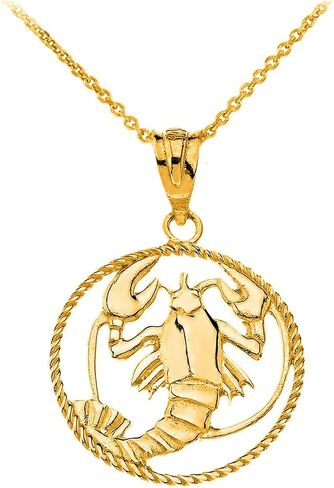 Astrology Jewelry 14k Gold Round Zodiac Sign Horoscope Constellation Rope-Style Pendant Necklace in Kuwait