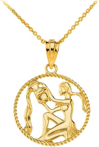 Astrology Jewelry 14k Gold Round Zodiac Sign Horoscope Constellation Rope-Style Pendant Necklace in Kuwait