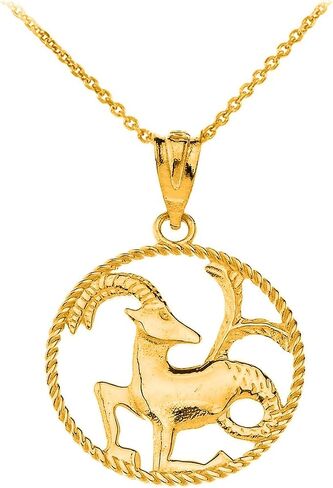 Astrology Jewelry 14k Gold Round Zodiac Sign Horoscope Constellation Rope-Style Pendant Necklace in Kuwait