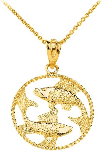 Astrology Jewelry 14k Gold Round Zodiac Sign Horoscope Constellation Rope-Style Pendant Necklace in Kuwait