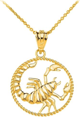 Astrology Jewelry 14k Gold Round Zodiac Sign Horoscope Constellation Rope-Style Pendant Necklace in Kuwait