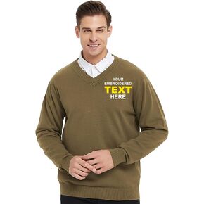 Custom Embroidered Sweater Monogrammed Men's Long Sleeve V-Neck Pullover in Saudi Arabia