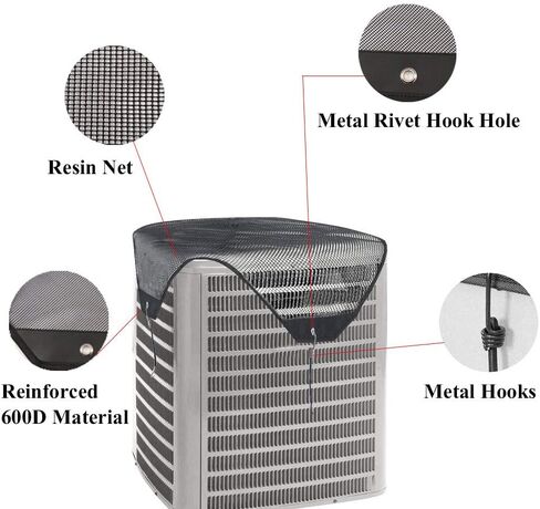 YINTZ AC Cover for Outside Unit- Air Conditioner Covers for Outside Units - Heavy Duty AC Unit Cover - Top Mesh Fixed with 4 Bungee Cords All Season (28x28 in) in Saudi Arabia