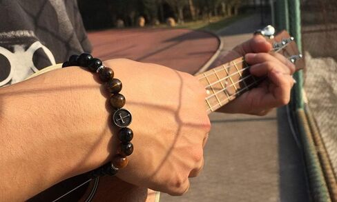 Mens Bead Bracelet, 8mm Adjustable Natural Stone Tiger Eye Beaded Bracelet Cross Bracelets for Men Women in Kuwait