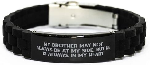 to My Brother Black Bracelet, Always in My Heart, Valentines Gifts for Brother from Sister, Birthday Gifts for Men in Saudi Arabia