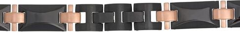 Metro Jewelry Thick Specialty Bracelet for Men in Stainless Steel with Black and Rose Ion Plating or Diamond Accents - 8.5 Inches Long and 13 mm Wide with Fold Over Clasp in Saudi Arabia