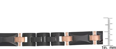 Metro Jewelry Thick Specialty Bracelet for Men in Stainless Steel with Black and Rose Ion Plating or Diamond Accents - 8.5 Inches Long and 13 mm Wide with Fold Over Clasp in Saudi Arabia