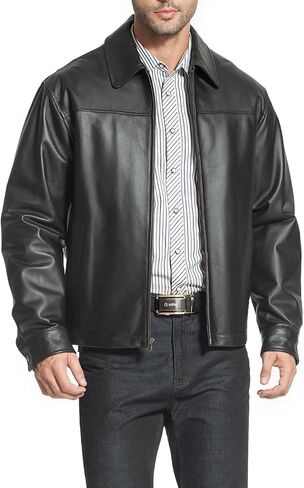 BGSD Men Greg Open Bottom Zip Front Leather Jacket (Regular and Tall) in Saudi Arabia